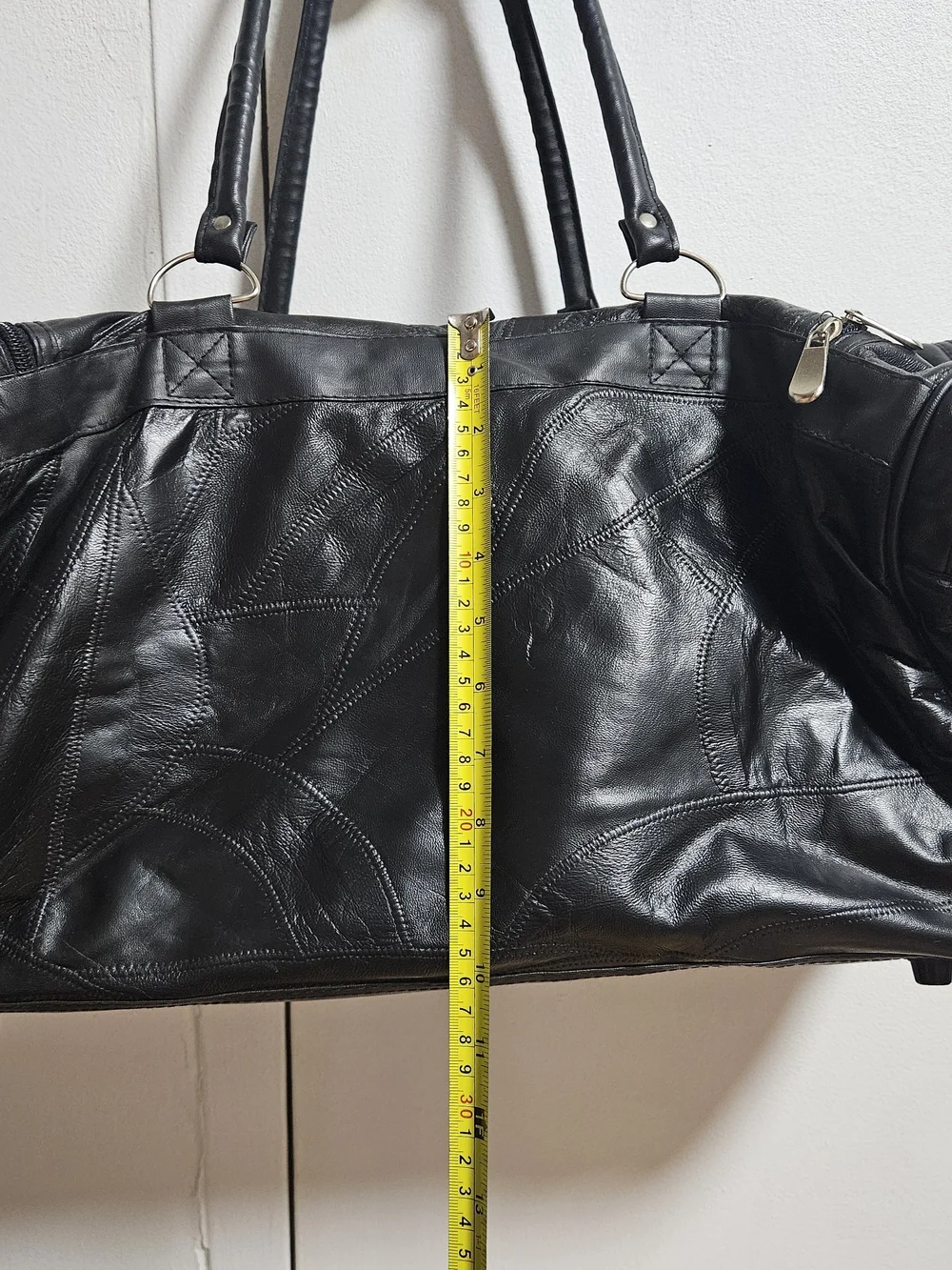 Black Leather Travel Duffel Bag